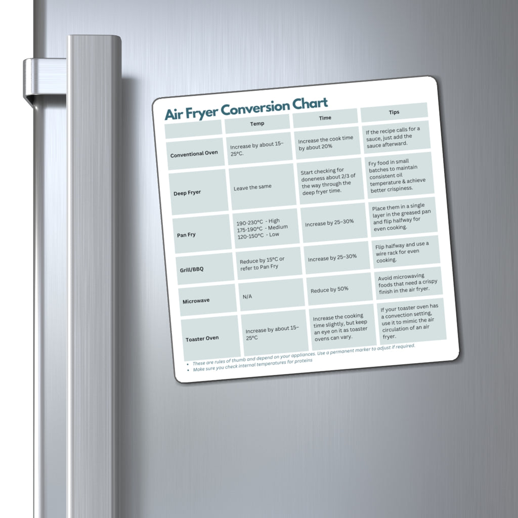 Air Fryer Conversion Chart Magnet, ADHD Kitchen Aid, Cooking Conversion Fridge Magnet, Neurodivergent Gift